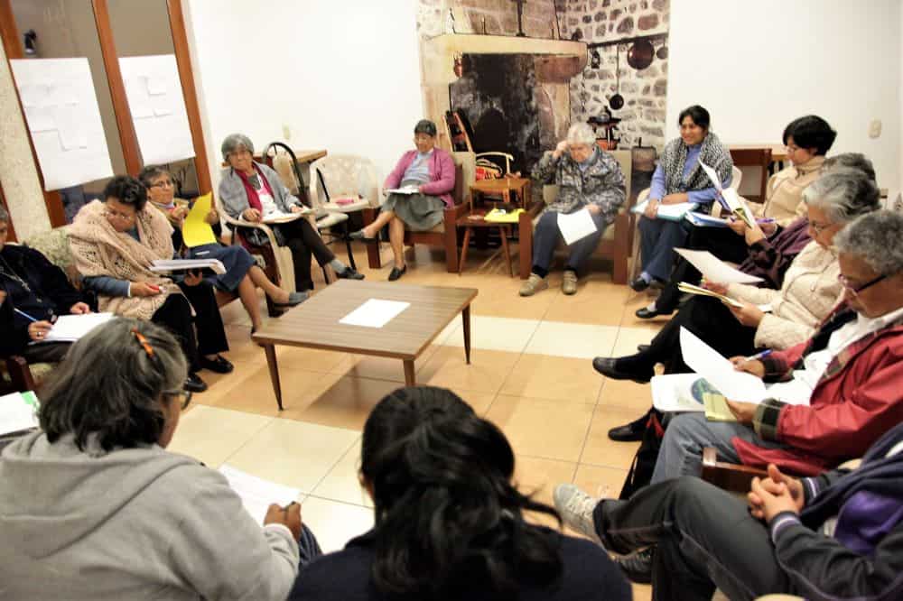 Sisters share during a retreat in Peru