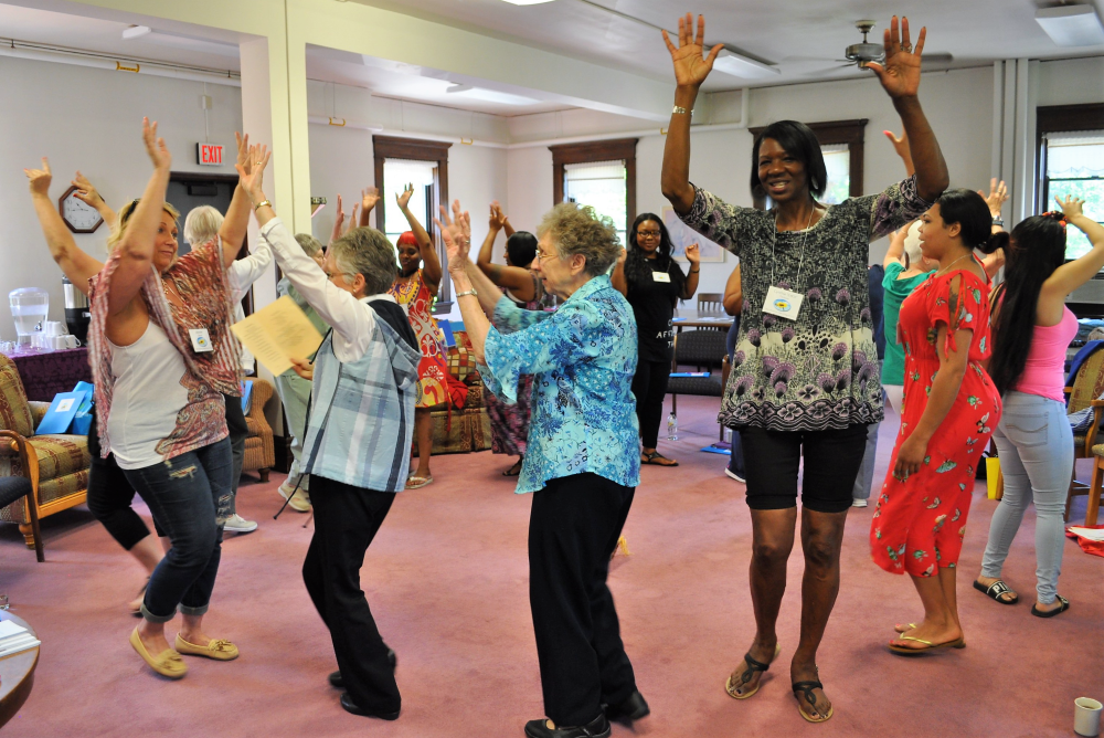 Sisters and neighbors participate in a retreat