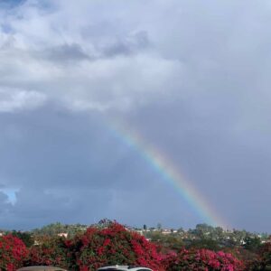 A rainbow spotted from Carondelet Center in Los Angeles