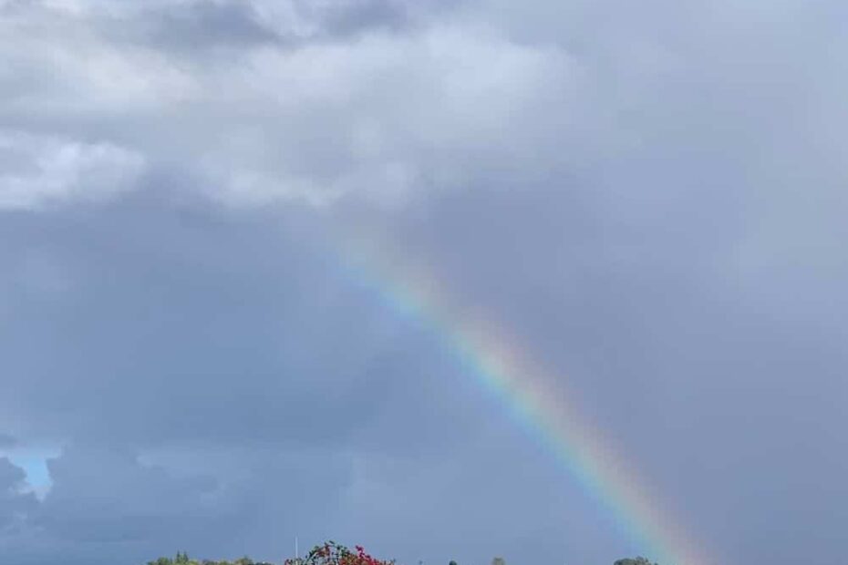 A rainbow spotted from Carondelet Center in Los Angeles