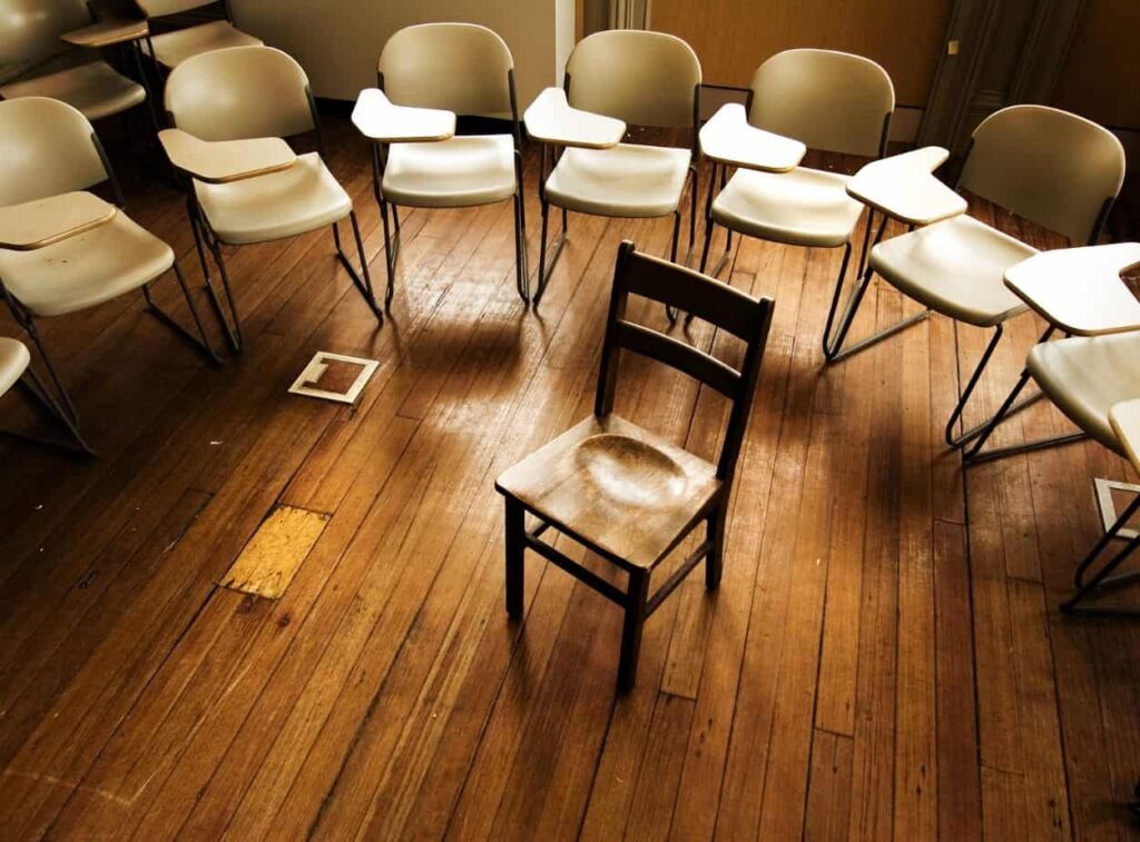 Chairs in an empty classroom