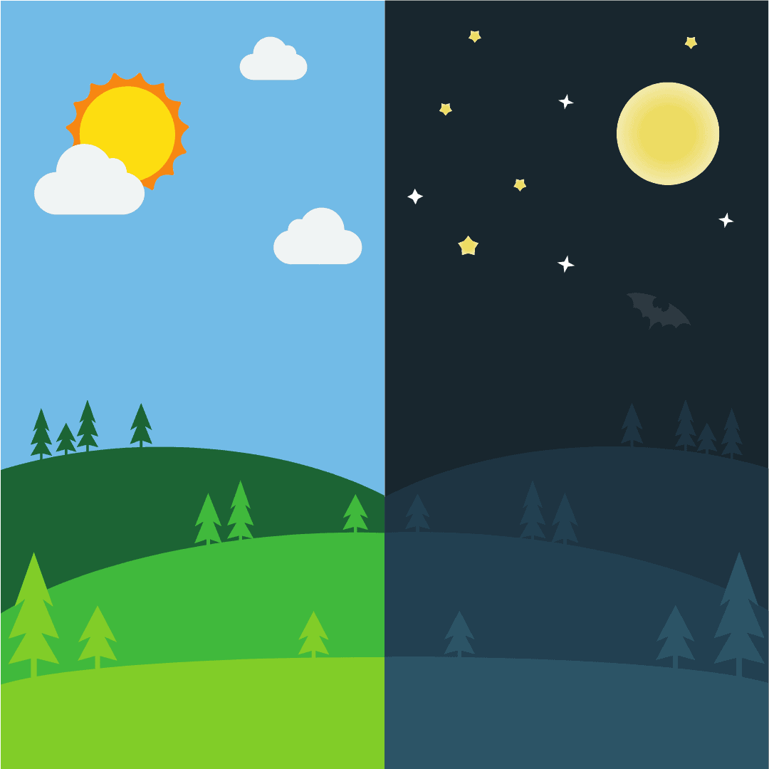 Illustration of the equinox, half day and half night