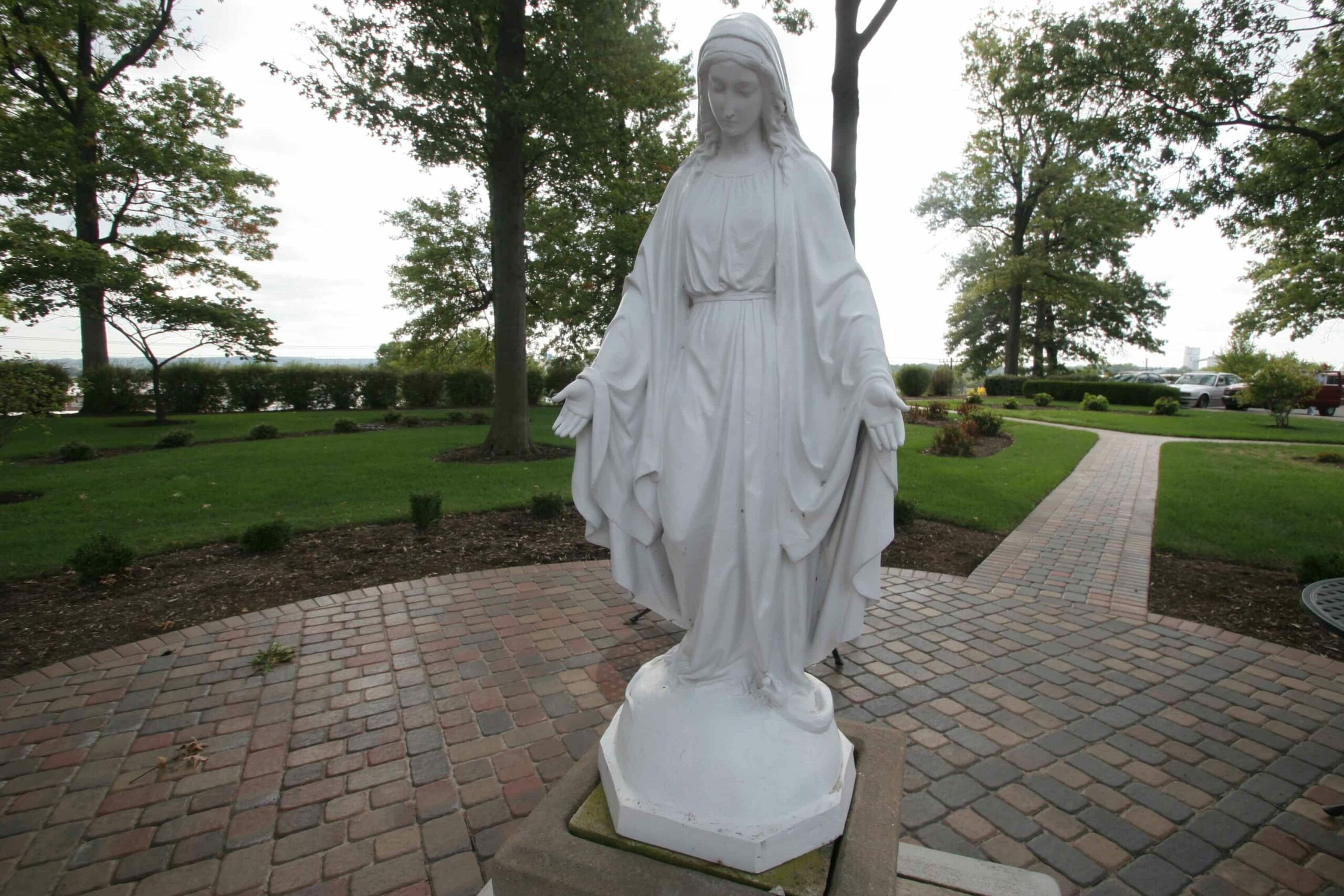 A statue of the Blessed Virgin Mary on the grounds of the Sisters of St. Joseph of Carondelet Motherhouse.