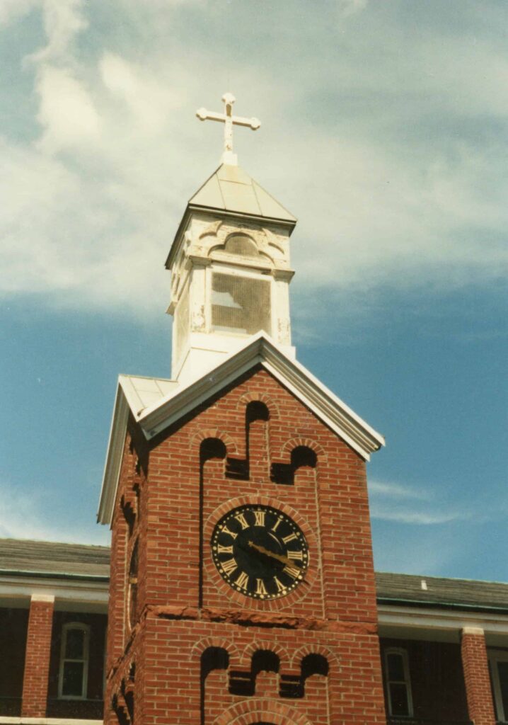 Archives image of the clock tower at the Carondelet Motherhouse in St. Louis.