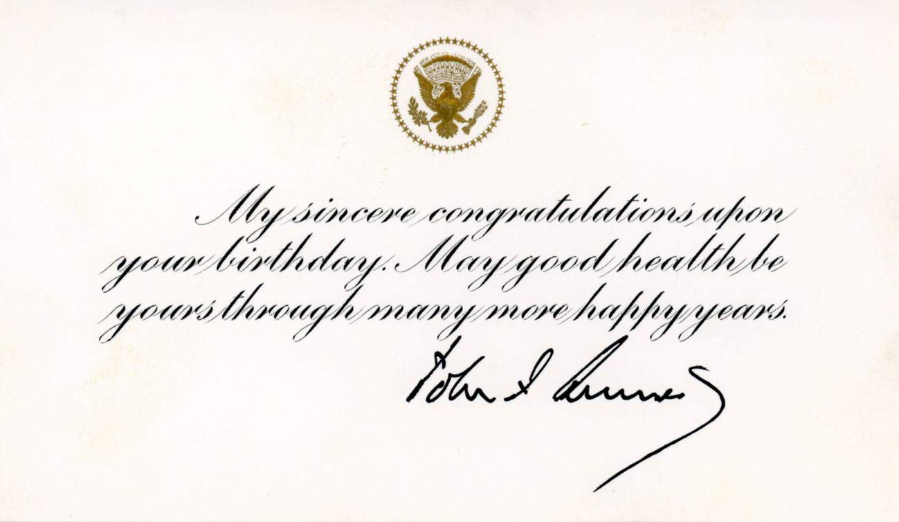 A birthday card from JFK – Sisters of St. Joseph of Carondelet