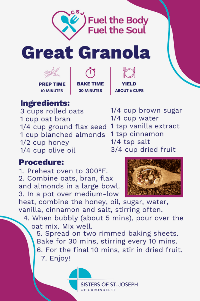 Homemade granola recipe card