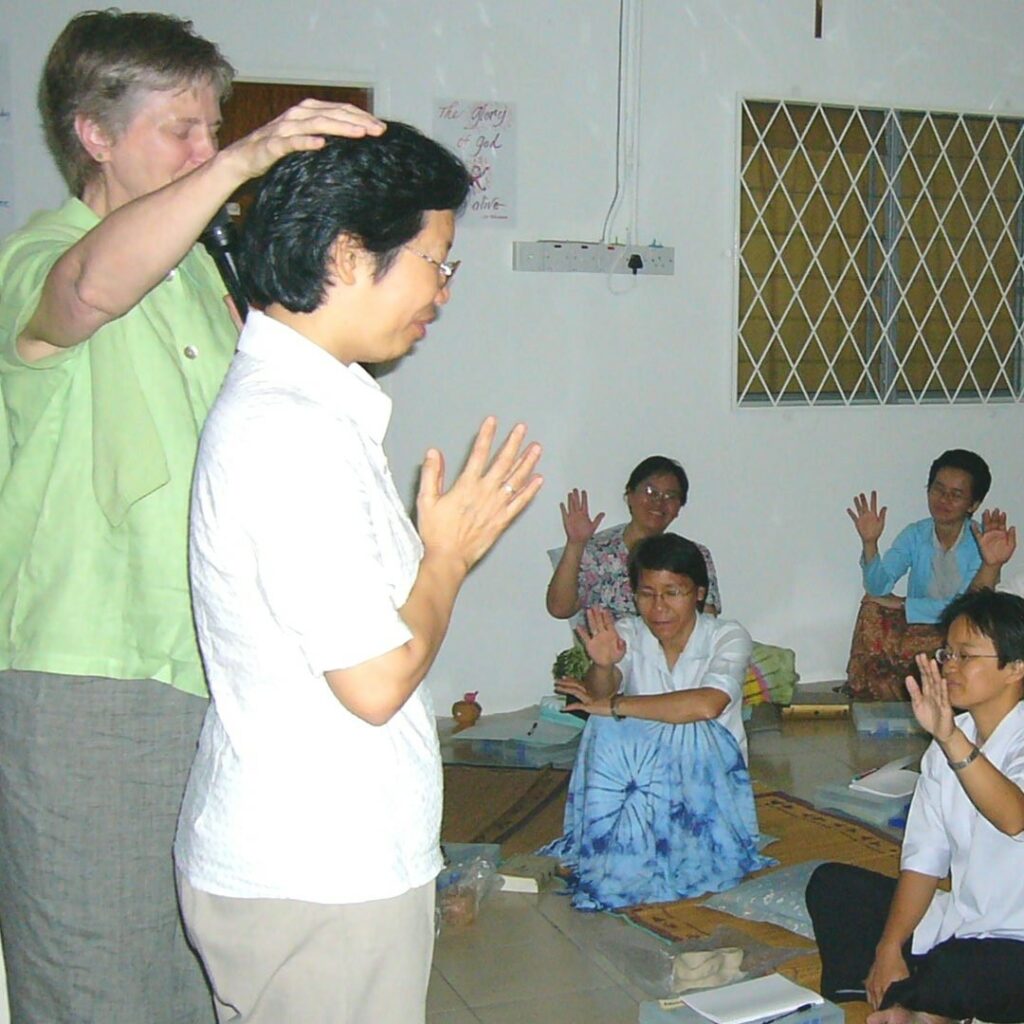 Joann Heinritz, CSJ at a retreat in Sabah, Malaysia with Good Shepherd Sisters.