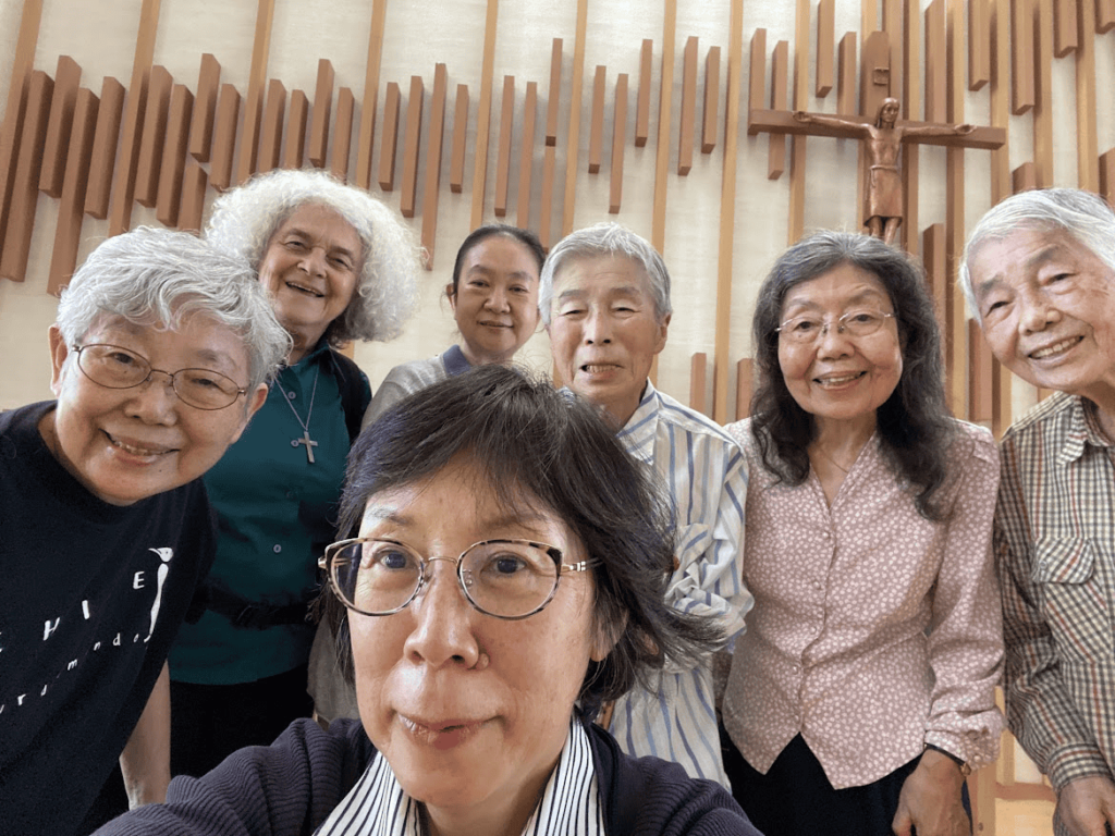 Sisters Noriko and Rosanne taking a selfie with the Sisters of Domus Gratiae