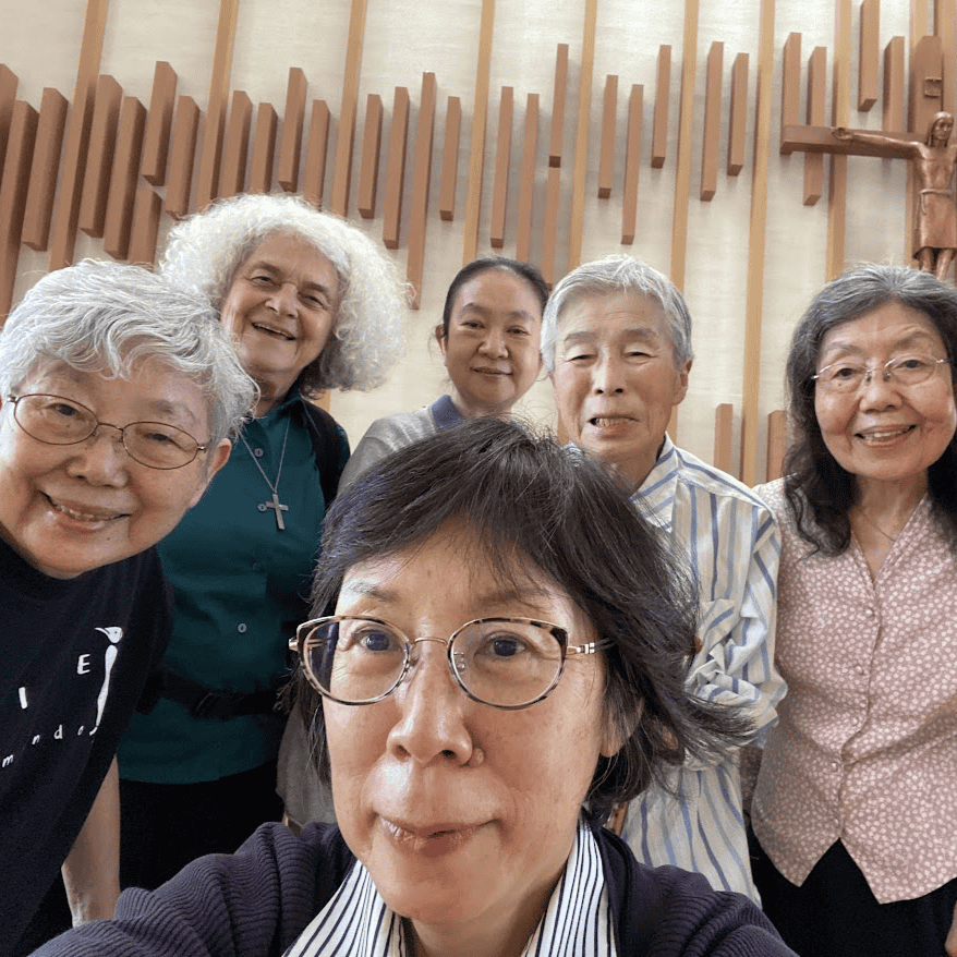 Sisters Noriko and Rosanne taking a selfie with the Sisters of Domus Gratiae