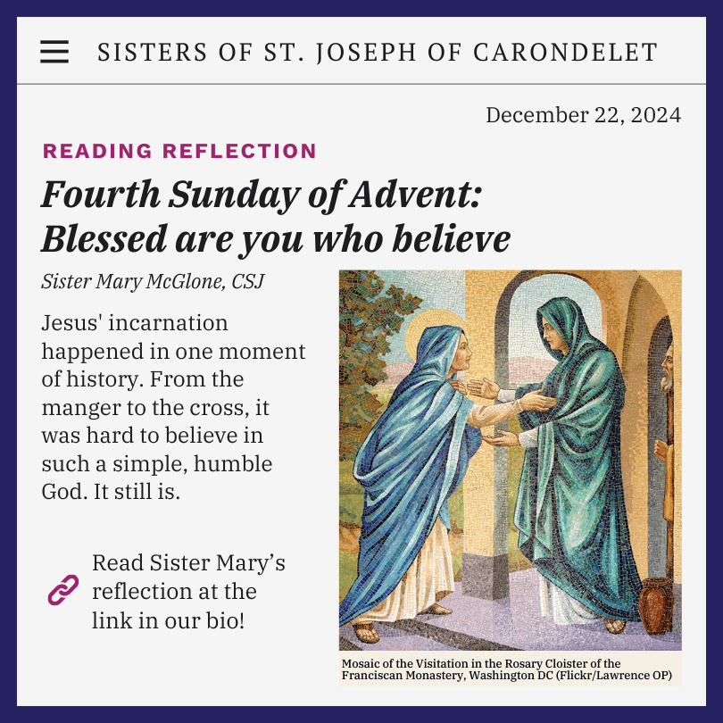 Graphic for Sister Mary McGlone's reflection on the readings for the Fourth Sunday of Advent