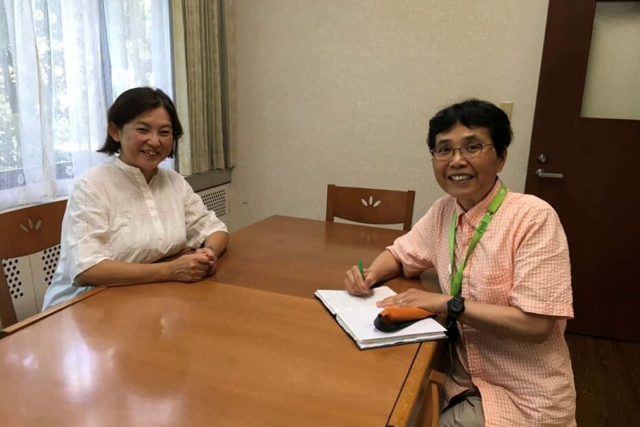 Sister Lucia Yamada interviewing Noriko Ogura