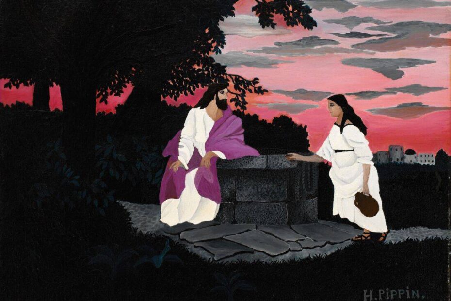 A portion of "Christ and the Woman of Samaria" (1940) by Horace Pippin